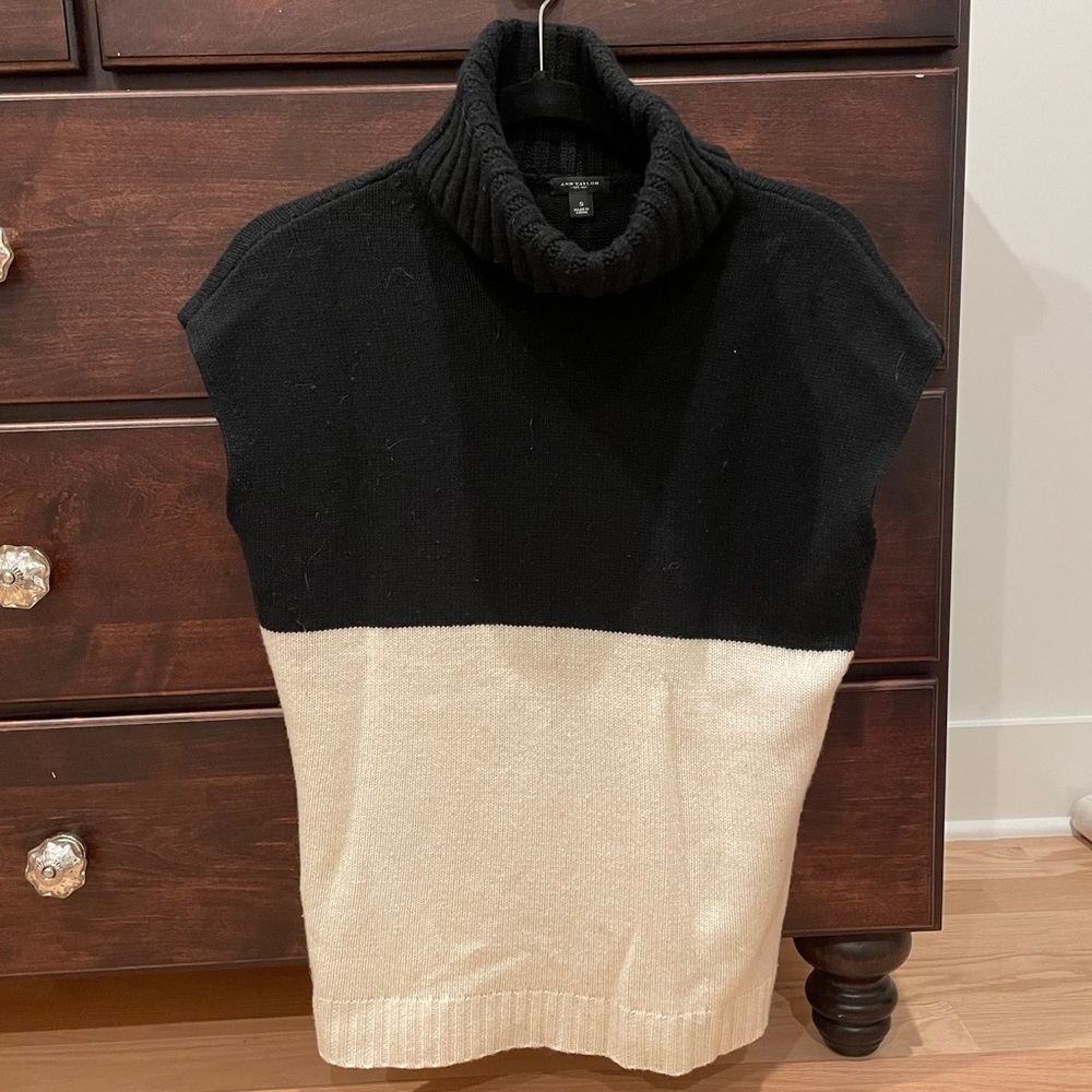 Ann Taylor Color Block Sleeveless Turtleneck